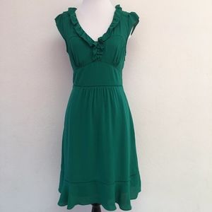 Anthropologie Maeve Green Open Flare Dress Size 2